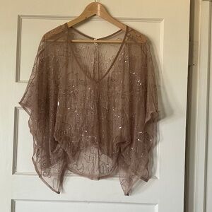 Funky beaded sheer dusty pink top